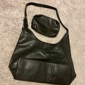 Elegant Black Leather Women's Bag Set